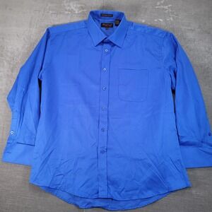Bruno Conte Dress Shirt Men's 17‎ 1/2 34/35 Blue Single Needle Tailoring